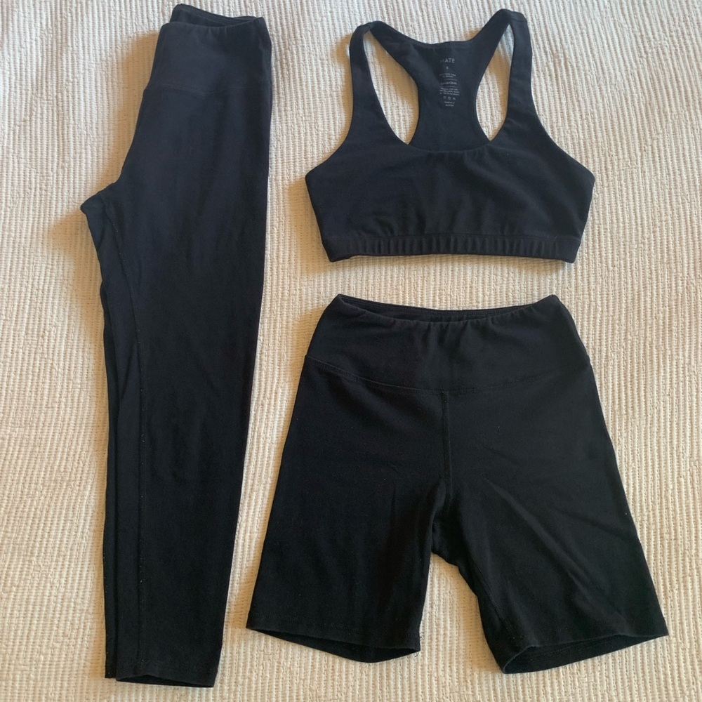 MATE the Label stretch cotton legging bra biker shorts black bundle 🖤